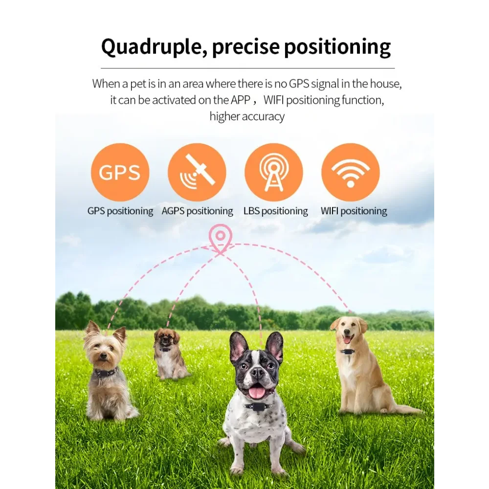 GSM AGPS Waterproof GPS Pet Collar Tracker with Calls & Remote Control