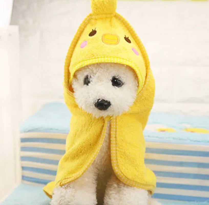 Hooded Pet Drying Towel — Soft Absorbent Bathrobe for Dogs & Cats