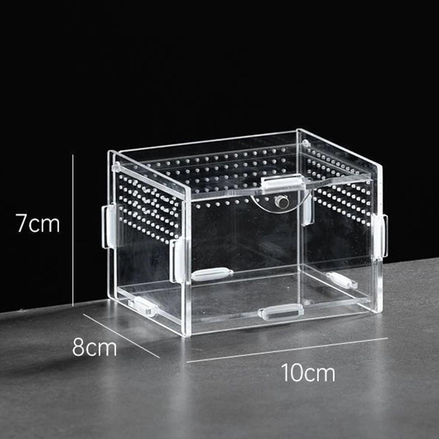 Clear Acrylic Reptile Breeding Box — Ventilated Habitat, Multiple Sizes