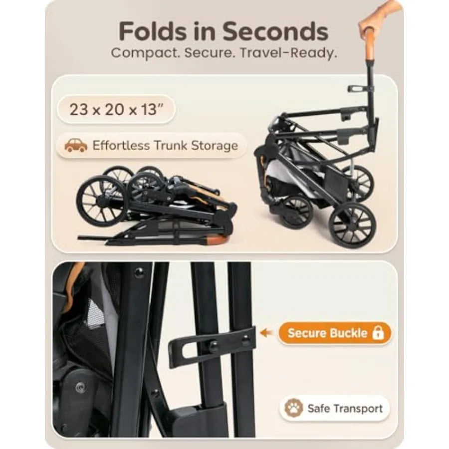 Shock-Absorbing Pet Stroller with Detachable Carrier for Small & Medium Dogs & Cats — Suspension Cart
