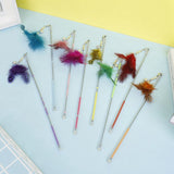 Gradient Feather Cat Teaser Wand — Colorful Interactive Rod Stick (1–50 Pack)