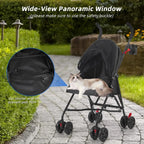 All-Surface Foldable Pet Stroller with Wide-View Window & Brakes