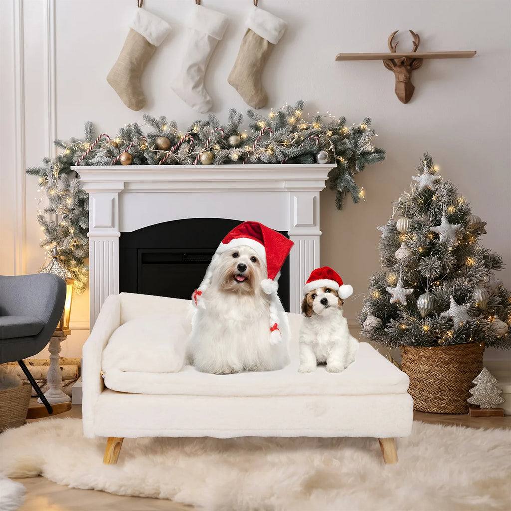 Waterproof Raised Pet Sofa Lounger with Plush Cushion