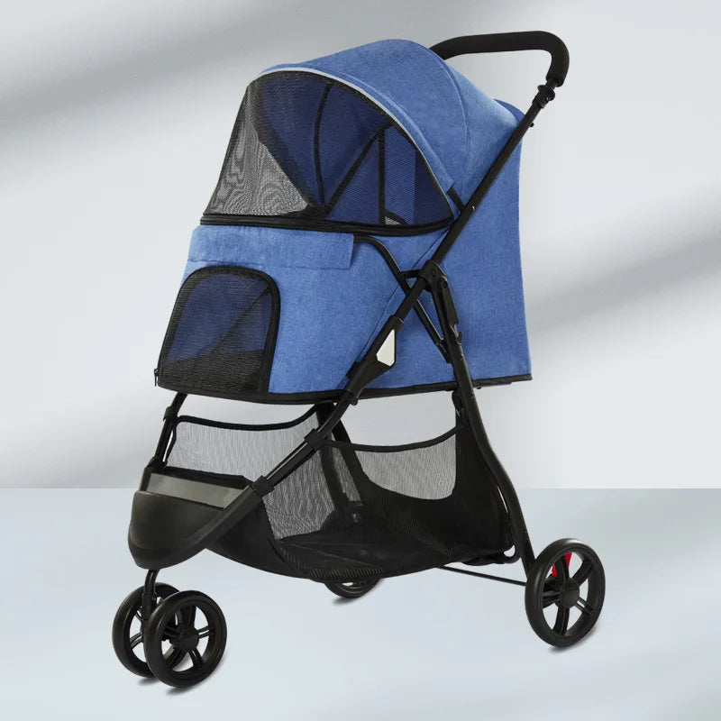 Lightweight 3-Wheel Dog & Cat Stroller for Small to Medium Pets
