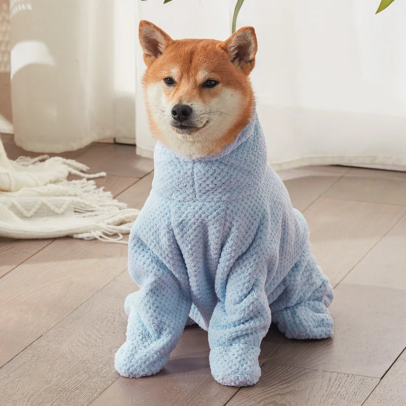 Full-Coverage Microfiber Dog Bathrobe — Quick-Dry After-Bath Wrap