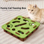 Felt Puzzle Box Cat Toy with Ball — Indoor Hunting & Exercise Puzzle for Cats