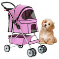 4-Wheel Foldable Lightweight Pet Stroller with Cup Holder for Small & Medium Dogs & Cats