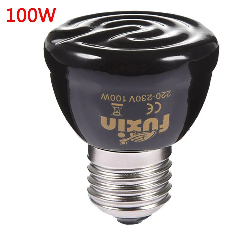 Ceramic Infrared Heat Lamp for Reptiles — No-Light Heating Bulb, E27, 25W–100W