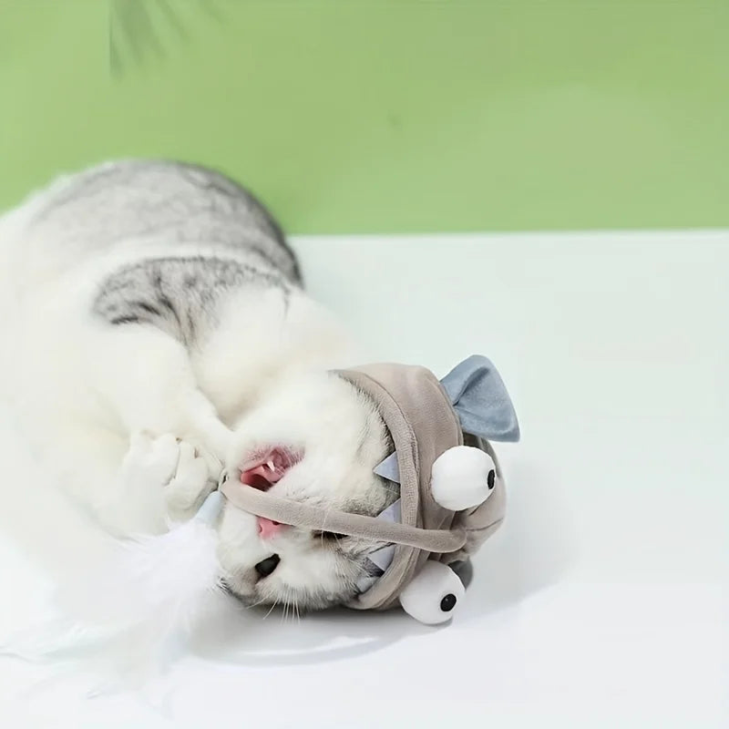 Adjustable Cat Headwear Teaser — Hands-Free Self-Chase Toy