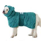 Thickened Microfiber Dog Bathrobe — Adjustable High Collar for Medium & Large Dogs