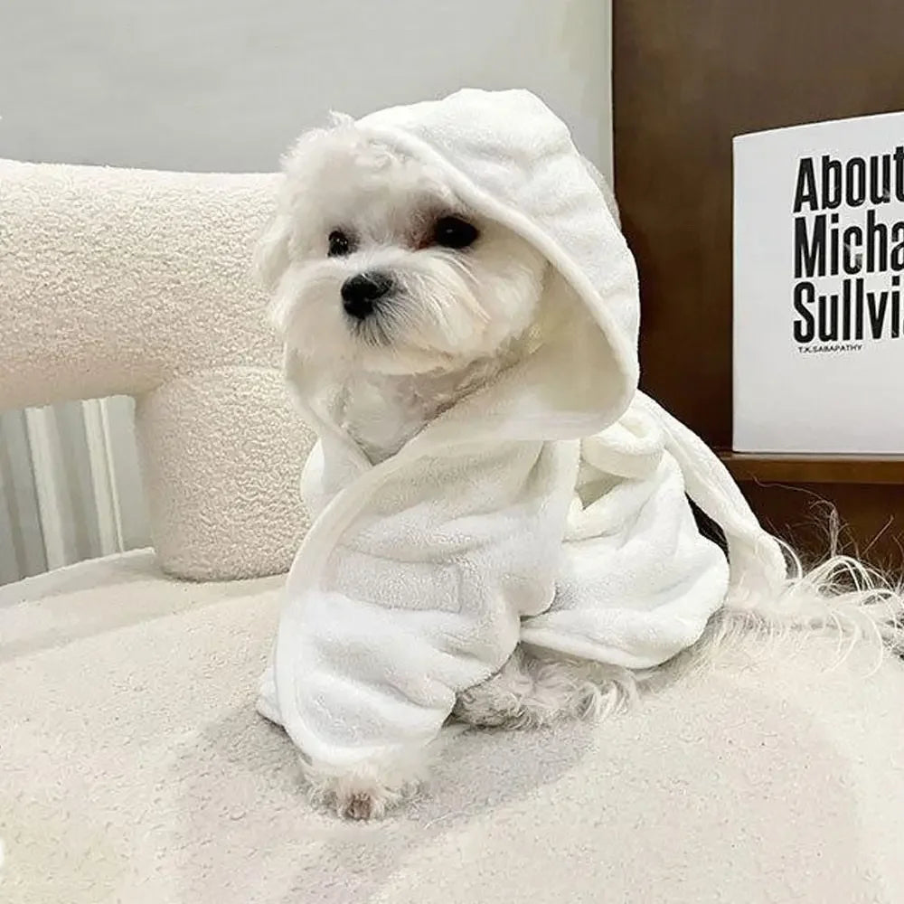 Hooded Dog Bath Robe — Super-Absorbent Cotton Towel for After Bath & Swim