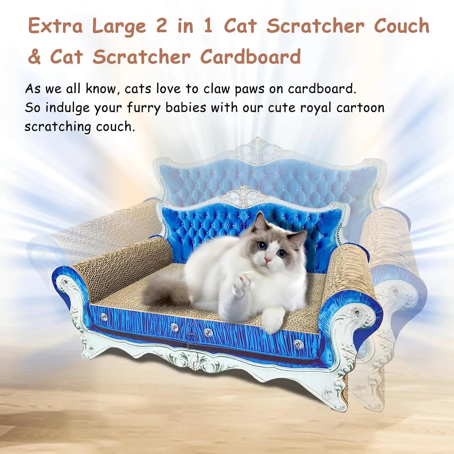 Couch-Shaped Cardboard Cat Scratcher Sofa with Catnip