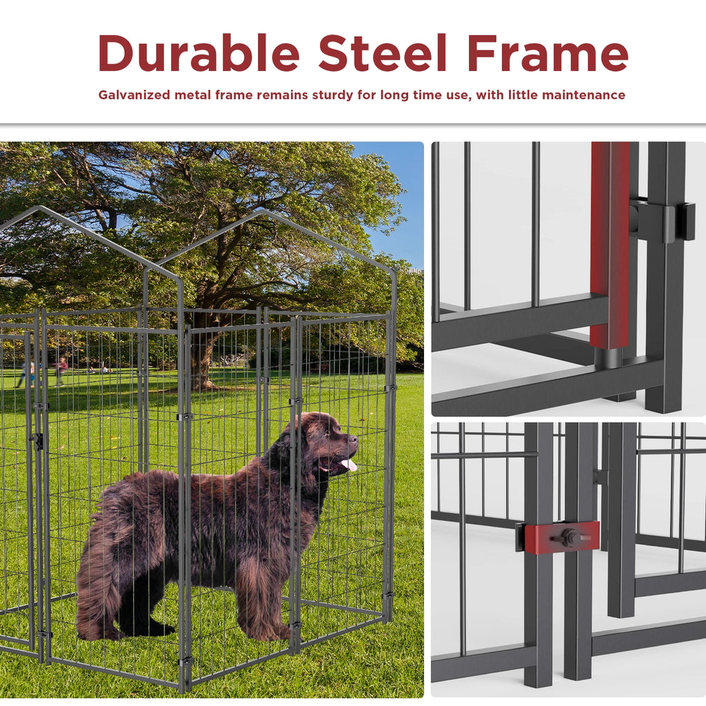 Heavy-Duty Outdoor Dog Kennel with Roof & Cover
