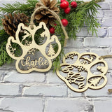 Personalized Laser-Engraved Pet Paw Christmas Bauble