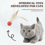 Feather Bouncy Ball Cat Toy — Indoor High-Rebound Flutter Ball for Self-Play