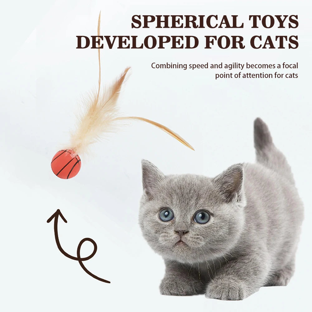 Feather Bouncy Ball Cat Toy — Indoor High-Rebound Flutter Ball for Self-Play