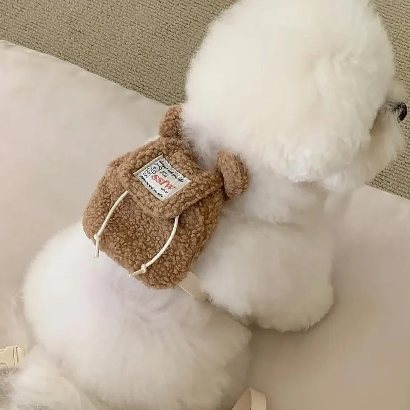 Cute Plush Pet Outing Backpack (Puppy, Dog & Cat, Multi-Function)