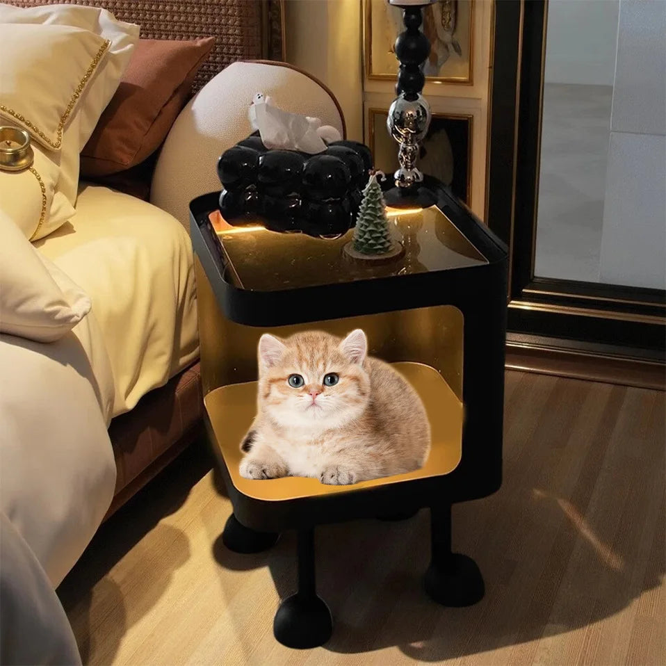 Cream-Style Pet Bedside Table & Kennel for Small Pets