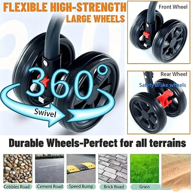 3-in-1 Lightweight Foldable Pet Stroller for Small & Medium Dogs & Cats — Outdoor Carrier with Car Seat Mode