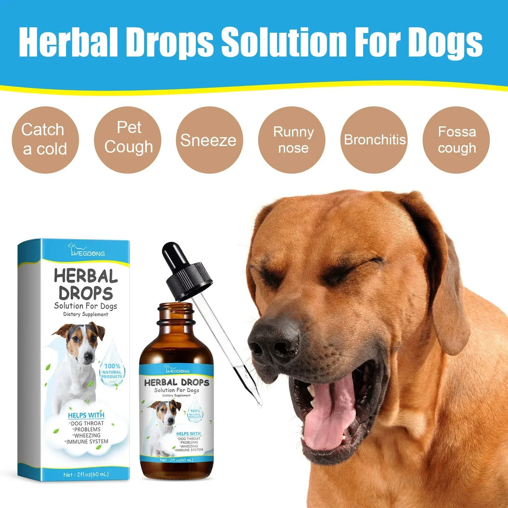 Pet Herbal Cough Relief Drops (Throat Soothe, Immunity Boost, Cats & Dogs)