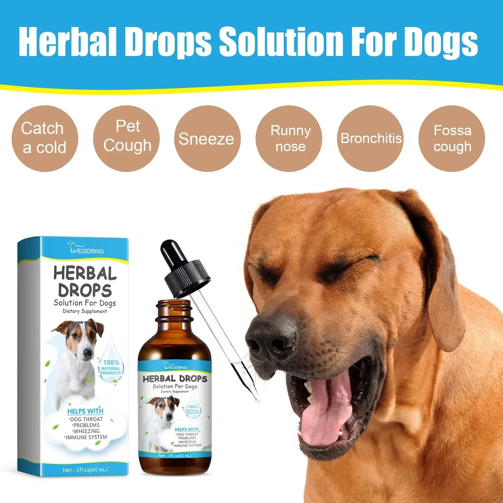 Pet Herbal Cough Relief Drops (Throat Soothe, Immunity Boost, Cats & Dogs)