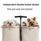 Luxury Dual Cat Stroller Bag with Detachable Trolley Carrier — 4 Wheel