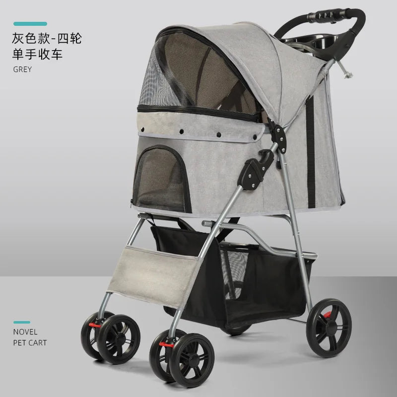 Lightweight Foldable Pet Stroller for Daily Outdoor Use Cat Dog Stroller for Disabled Pets Travel Carrier Carriage