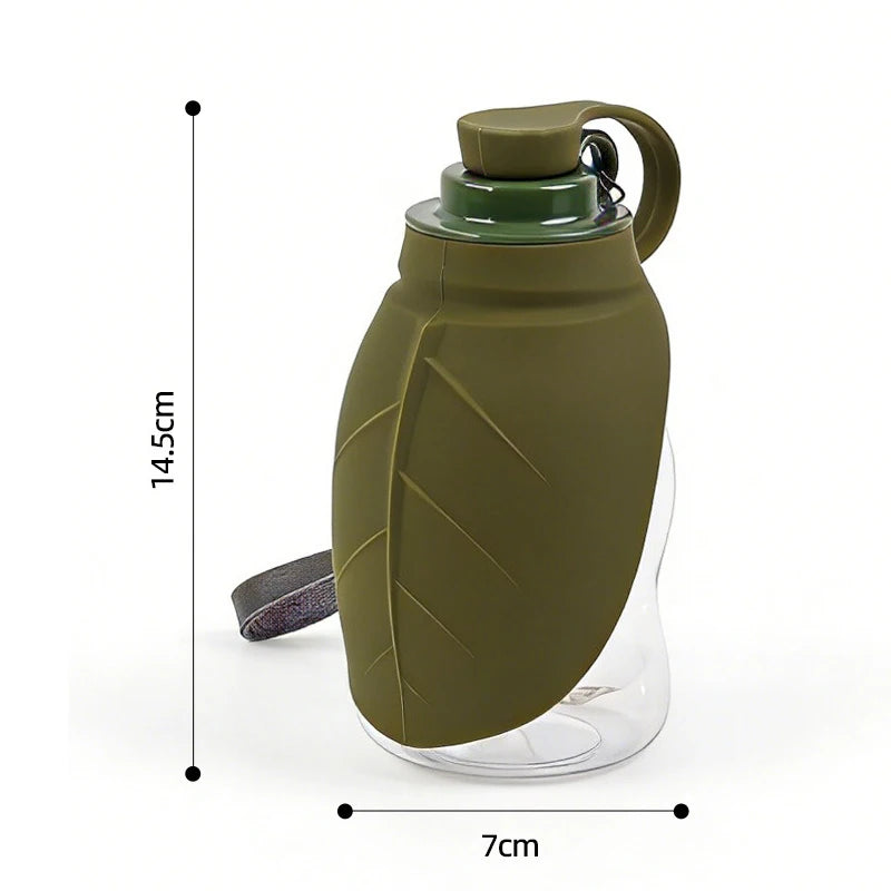Foldable Dog Water Bottle (300ml, Silicone, Leaf Design, Outdoor)