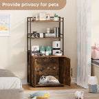 Cat Litter Box Enclosure with 2-Tier Storage Shelves
