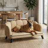 Pearl Design Pet Sofa with Solid Wood Legs, Coffee Brown