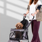 4-Wheel Foldable Pet Stroller for Teacup Poodles, Cats & Small Dogs — Lightweight Outdoor Travel Cart