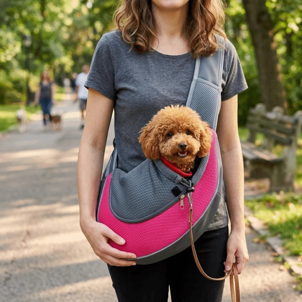 Breathable Pet Sling Carrier (Crossbody, Soft Fabric, Lightweight)