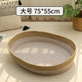 Portable Rattan & Seagrass Cat Bed Nest, All-Season