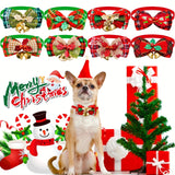 Christmas Bow Tie Collar with Bell (Red & Plaid Design)