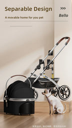 Foldable Aluminum-Frame 4-Wheel Pet Stroller for Dogs & Cats — Car Rides & Outdoor Use