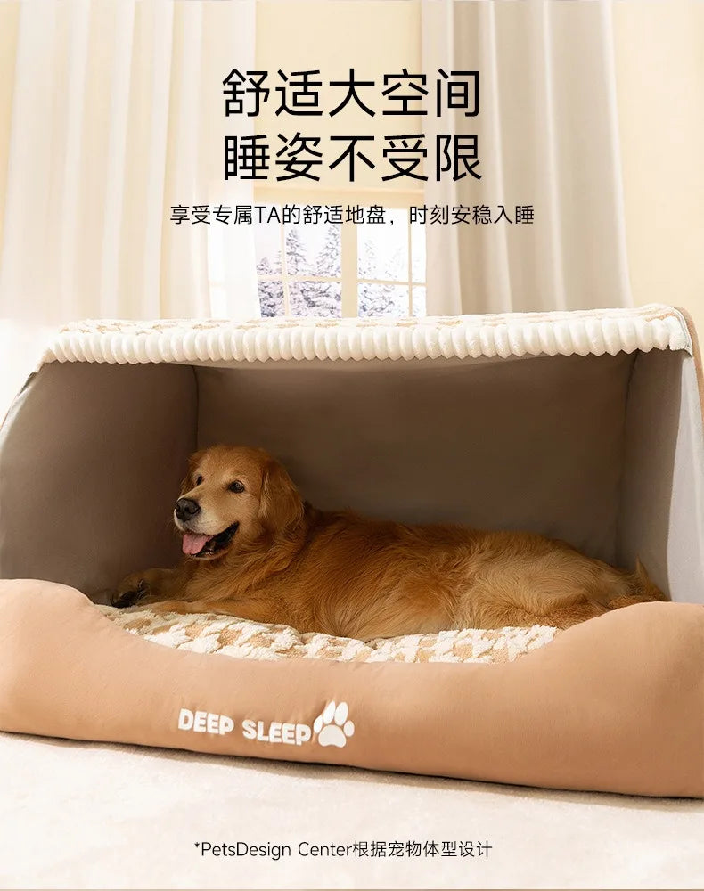 Quilted Winter Dog Den Bed