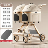 Twin Cabin Double Layer Pet Stroller for Small Medium Dogs Cats Lightweight Foldable Double Pet Cart Outdoor Walking