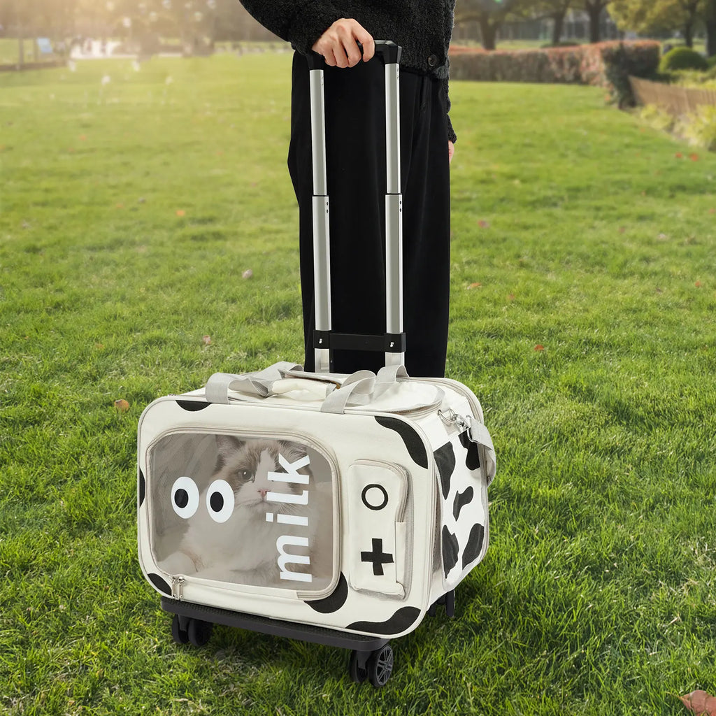 Pet Trolley Carrier Suitcase (Portable, Up to 22 lbs, Cat & Small Dog)