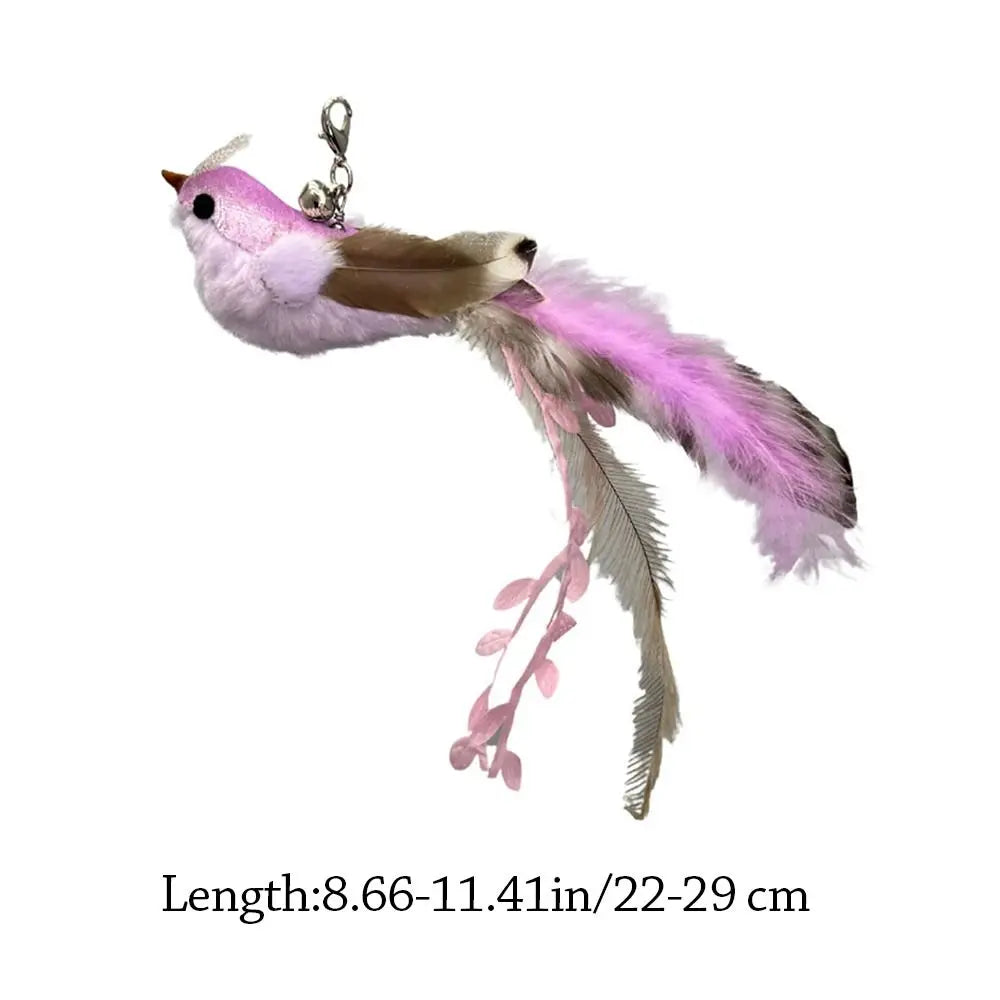 Hummingbird Long Pole Cat Teaser Stick — Interactive Feather Wand Toy for Kittens