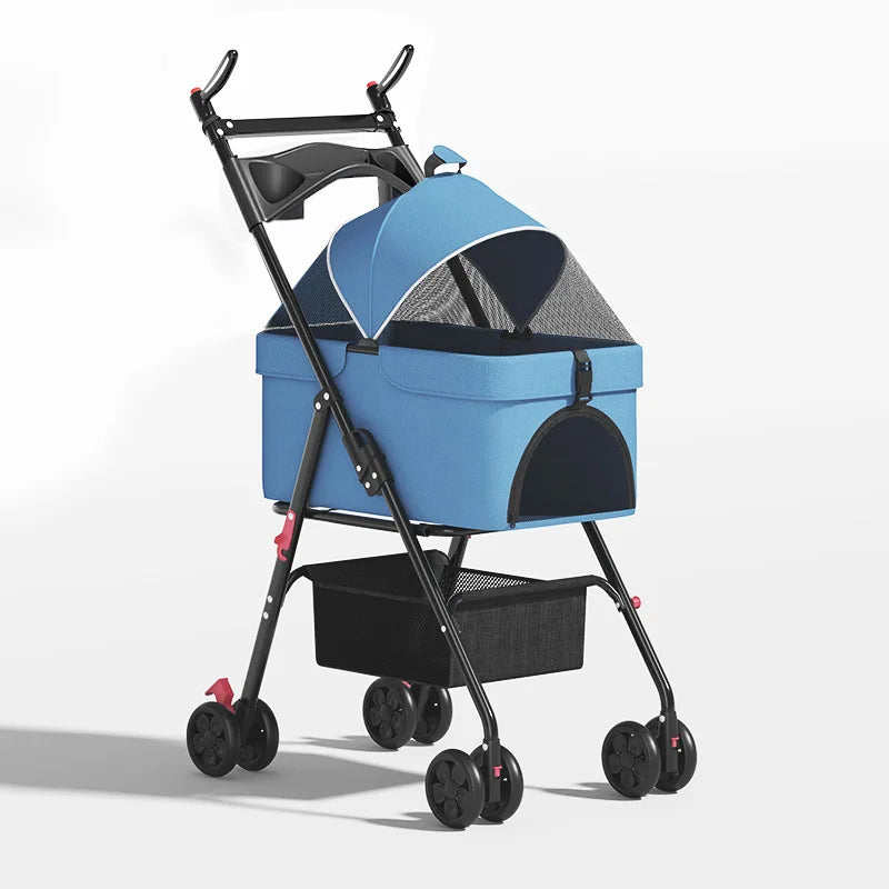 Detachable Lightweight Foldable Pet Cart for Teddy Dogs & Cats — Small Outdoor Going-Out Carrier