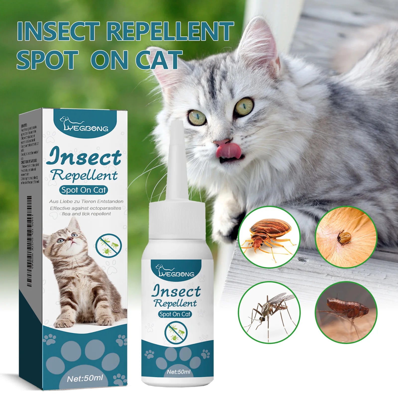 Waterproof Flea & Tick Control Liquid — Fast-Acting Plant Extract Formula, 50ml