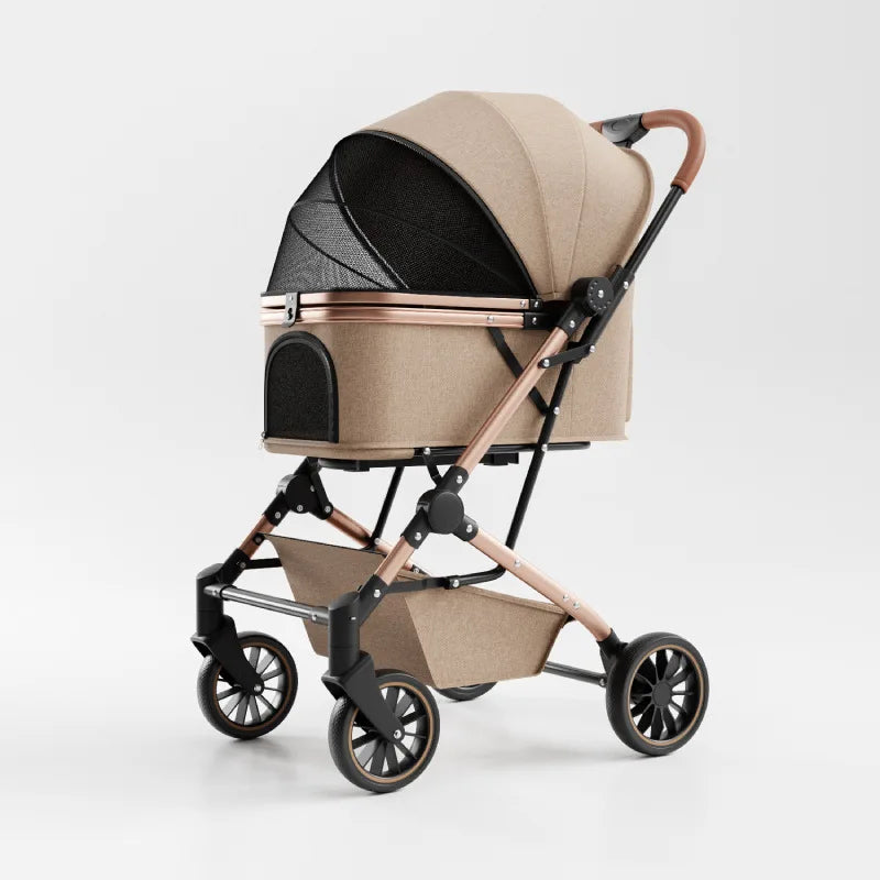 Large-Space Shockproof Breathable Lightweight Pet Stroller with One-Click Fold for Small & Medium Dogs & Cats
