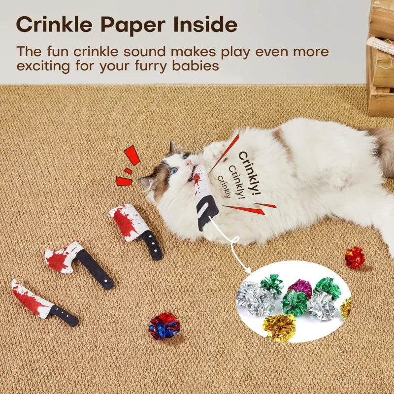 4-Pack Knife-Shaped Catnip Crinkle Toys — Fun Indoor Exercise
