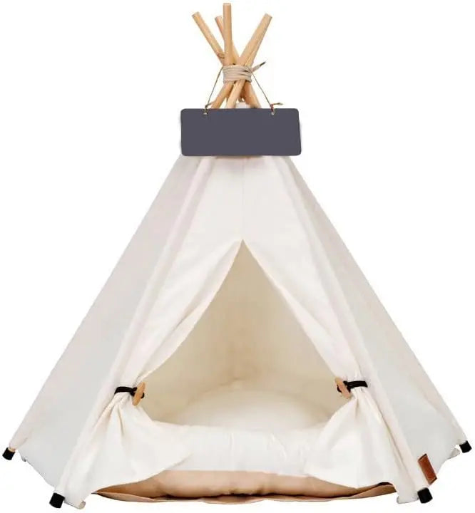 Portable Pet Teepee Bed with Thick Cushion, Up to 15lbs