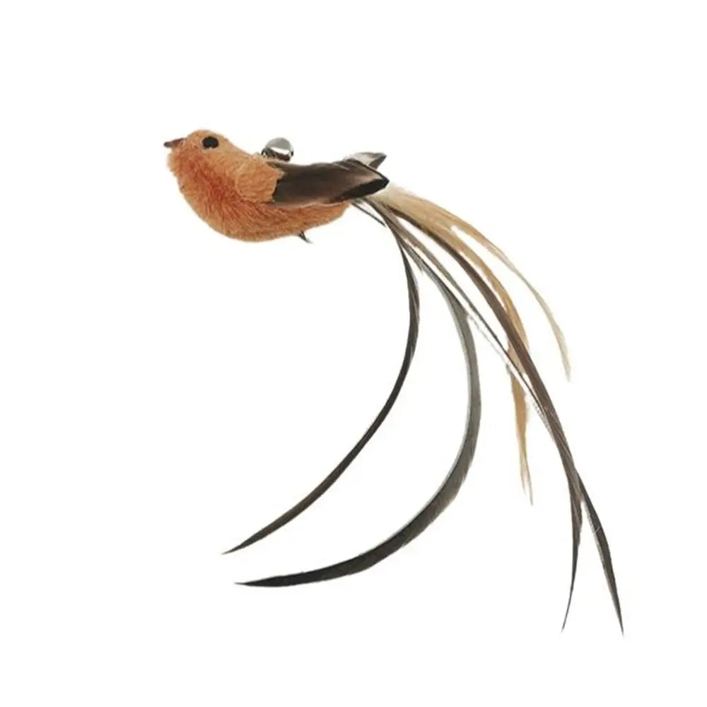 Hummingbird Long Pole Cat Teaser Stick — Interactive Feather Wand Toy for Kittens