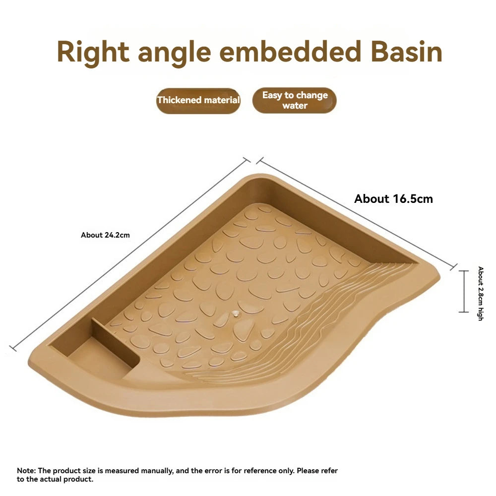 Dual-Use Turtle Bath Basin — Half-Water Habitat & Feeding Box