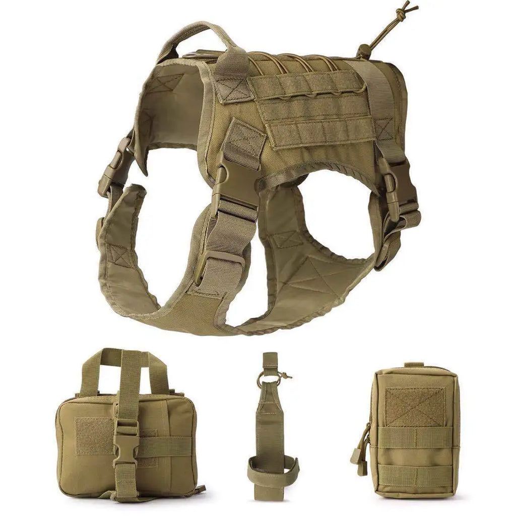 Tactical Camo Dog Vest (Outdoor Training, Chest & Back, Large Dogs)