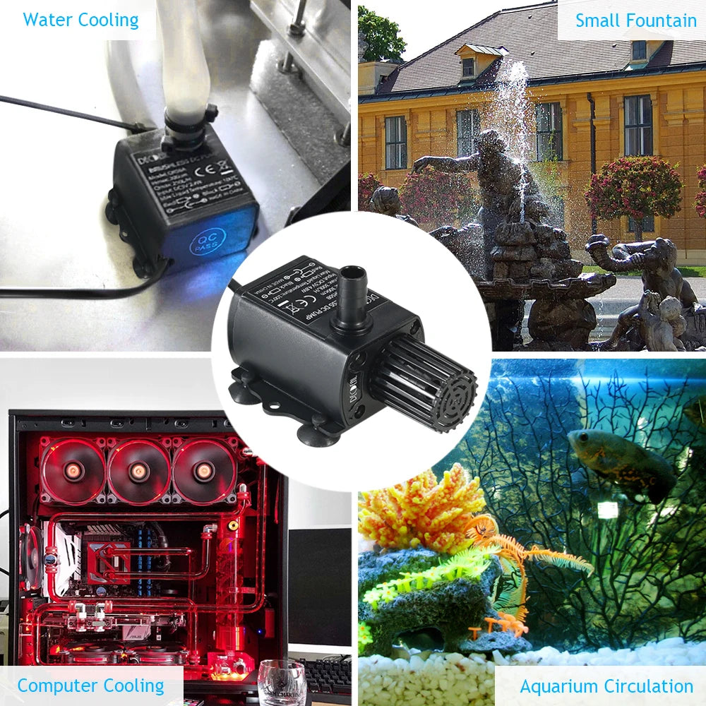USB Brushless Submersible Aquarium Pump (DC5V, 4.8W, 300L/H, Ultra-Quiet)