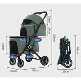 Double Pet Stroller for Dogs and Cats Travel Carriage with Safety Beltsand 4 Lockable Wheels  Foldable for Multi-Pet Medium