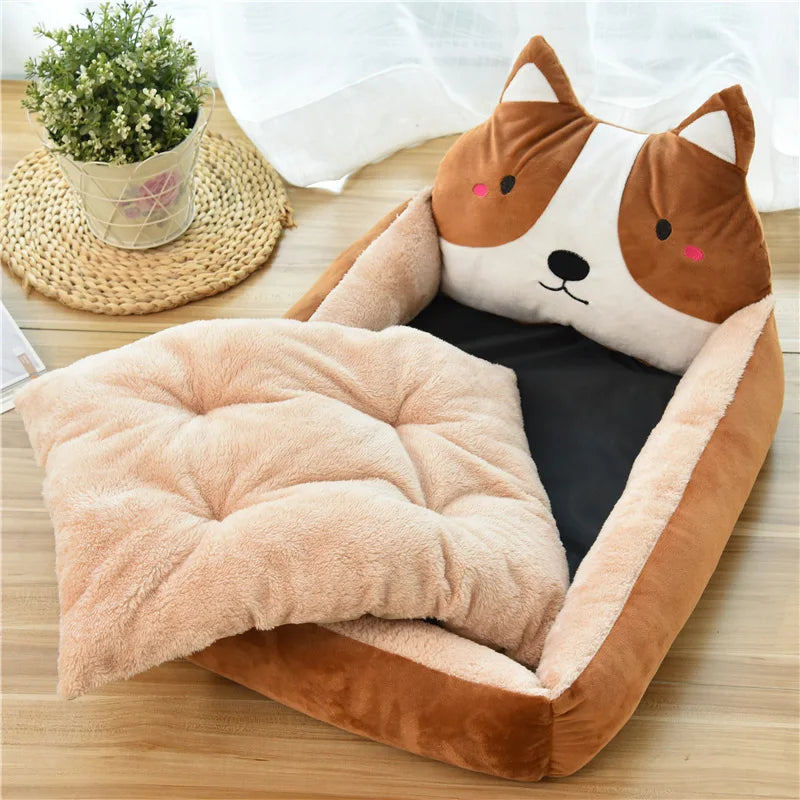 Plush Cartoon Sofa Pet Bed
